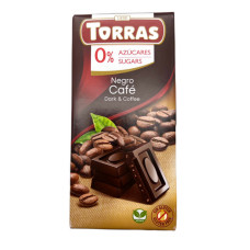 Черный шоколад с кофе без сахара, без глютена Torras 75г