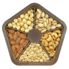 Дерев'яна коробка горіхів смажених 5 видів